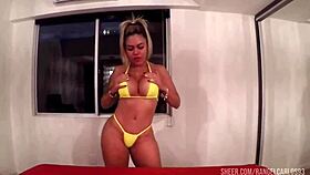 Hey, why is this hot brunette seducing me with her big tits for quickie sucking action?