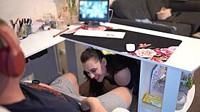 Naughty Secretary Sucks Boss Off On Zoom Meeting