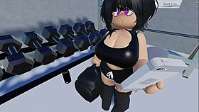 having fun with roblox at the gym