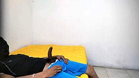 Is young guy jerking off in aunt's room with good cock