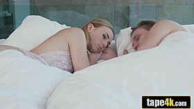 Stunning girlfriend gently wakes up her partner