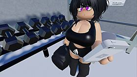 having fun with roblox at the gym