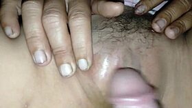 i got the sexy doctor to spread her tight shaved pussy so i could creampie her hard