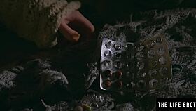 stunning blonde sweats while fingering to orgasm