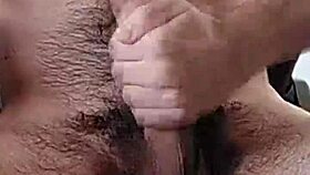 the latina amateur masturbates her monster cock hard and strong