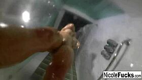 hot pornstar nicole aniston enjoys a steamy shower with blonde big tits masturbation.