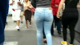 Latina Teen Shows Off Tight Jeans Ass Voyeur Style
