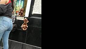 Latina Teen Shows Off Tight Jeans Ass Voyeur Style