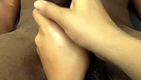 Dick throbs during oiled massage by Latina teen.