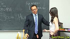 Uniformed Teenager Enjoys Monster Cock in Classroom