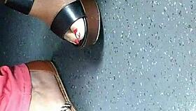 Mature feet candid wedges sandals