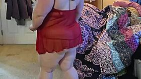 BBW in LINGERIE STRIPTEASE Teasing Naked