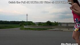 Skinny hitchhiker gives head for ride