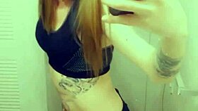 Hot Tranny In Panties And Bra Groping Her Clit While Masturbating Her Cock