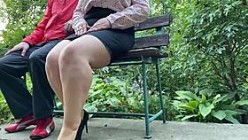 I flash my curvy ass and cum-soaked panties for my pervert son-in-law in public