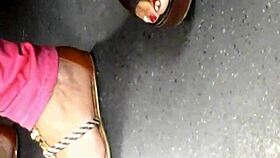 Mature feet candid wedges sandals