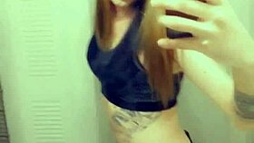 Hot Tranny In Panties And Bra Groping Her Clit While Masturbating Her Cock