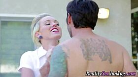 she's getting drilled hard in doggystyle with big cock