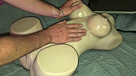 Stepbrother fucks sex doll while sister watches.