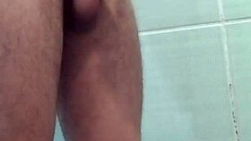 teen jerks off to big cock in bath, imagining facial and cumshot orgasm.