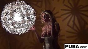 Sexy blonde in retro tease and solo masturbation with tits ass pussy