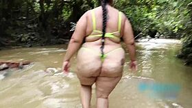 Feeling the passion in the river, I licked and fucked my stepson in doggystyle and missionary.