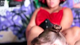 I'm feeling so submissive as this brunette licks my feet and toes, choking on my big natural tits in this lesbian scene.