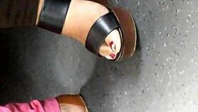 Mature feet candid wedges sandals