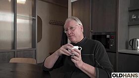 Think you can handle my tight pussy, old man? Emily Pink fucks Oldhans