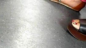 Mature feet candid wedges sandals