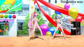 in the colorful love project diva, hatsune miku appears fully nude, showcasing her big tits and ass as a goddess.