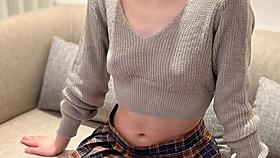 Look at this Japanese student in her micro mini skirt showing off her tits.