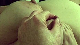 chubby amateur wife with a hairy pussy and a big ass strokes dick gives a blowjob and swallows without spilling a drop
