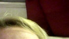 Blonde milf shows tits and panties