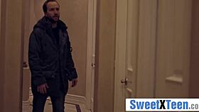 Cute petite teen dominated by stalker