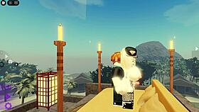 Lucky bacon fucks cute girl after teasing in Roblox