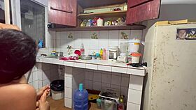 hidden cameras catch my slut housewife getting horny in kitchen underwear.