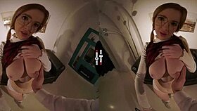 Feeling the thrill in dark room VR as I rip off panties and ride hard with redhead.