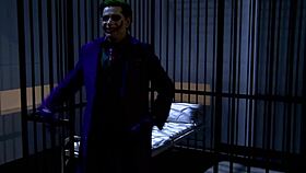 catwoman threesome in cage with swallow and cumshot