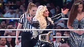 rhea ripley faces charlotte flair in the smackdown women's championship at wrestlemania 39