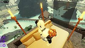 Lucky bacon fucks cute girl after teasing in Roblox