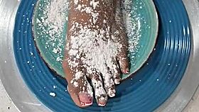 beautiful barefoot feet and toes in homemade black fetish