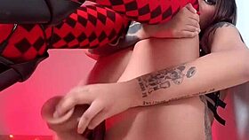 harlequin hottie fucks her pussy!