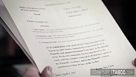 The fetish teen submissive participates in a threeway, dominated by big cocks and receiving cum in mouth.