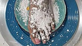 beautiful barefoot feet and toes in homemade black fetish