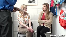 shoplifter ashley lane bends over in office, gets tits sucked, deepthroat blowjob, then fucked hard from behind on big ass