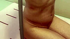 married woman 38, beautiful nipples dripping water in bathroom