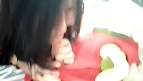 Beautiful latina babe sucks asian minion's big ass passionately