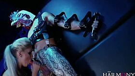 Busty Dominatrix Harmony Fucks Bound Birdman