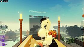 Lucky bacon fucks cute girl after teasing in Roblox